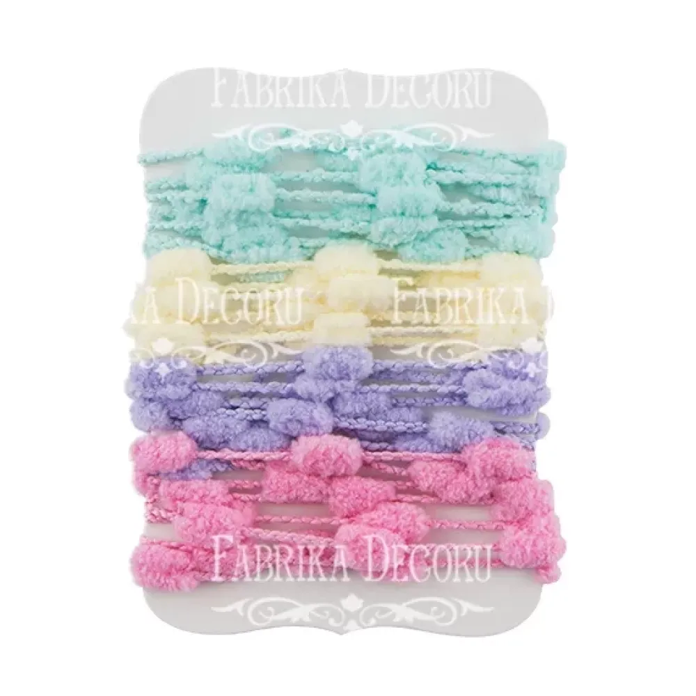 Discount Set de 4 cintas de pompones Telas, Sedas Y Fieltro