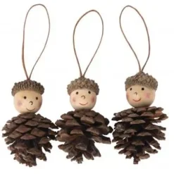 New Set de 3 Gnomos Piñas para Colgar Navidad