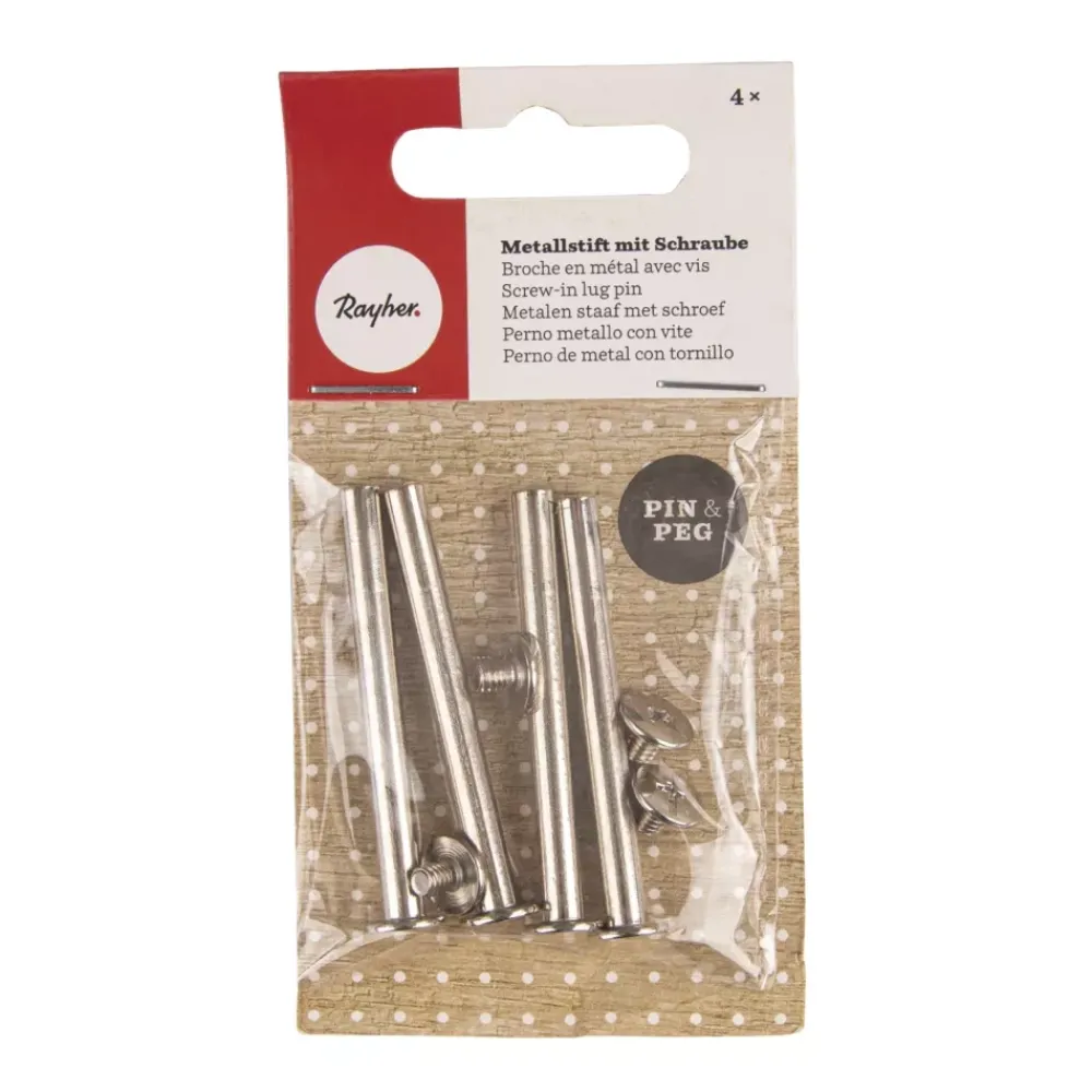 Sale Set de 4 Pernos de Metal Con Tornillo Plata Metales