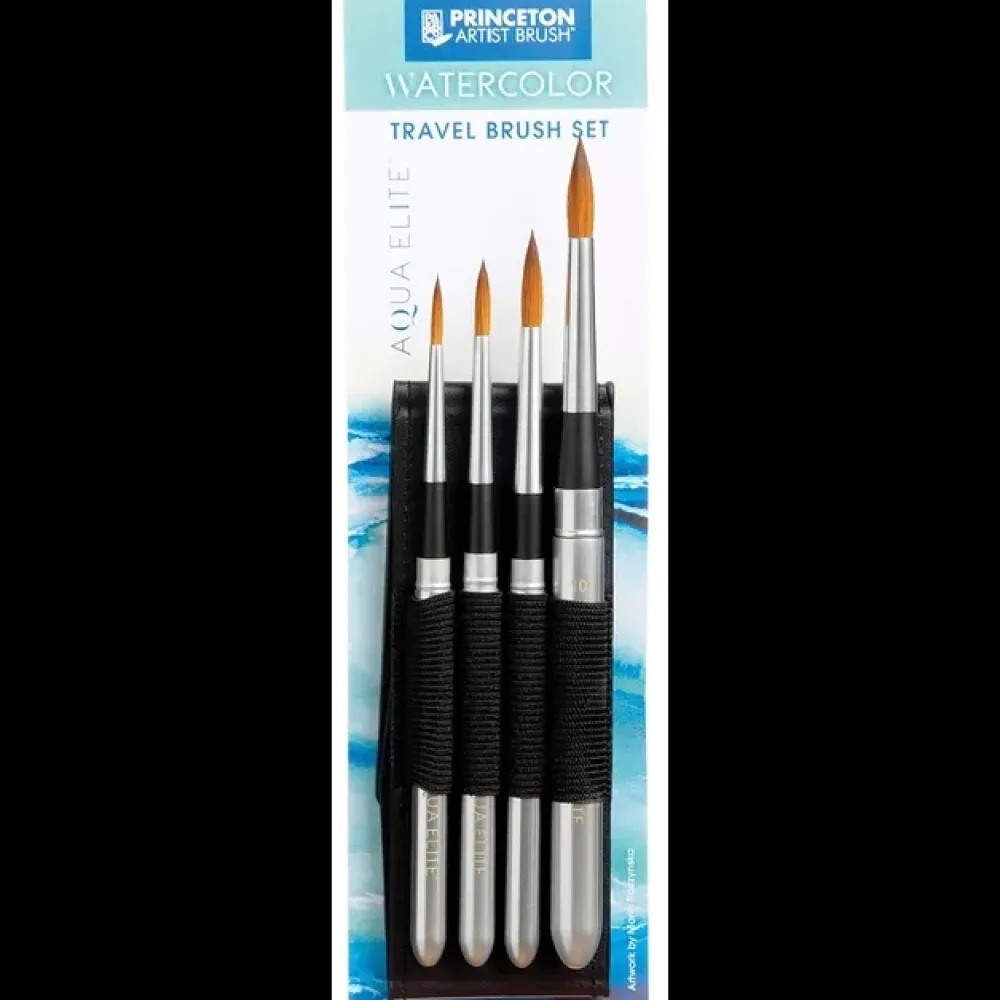 Outlet Set de 4 Pinceles de Viaje para Acuarela Aqua Elite Pinceles Y Brochas