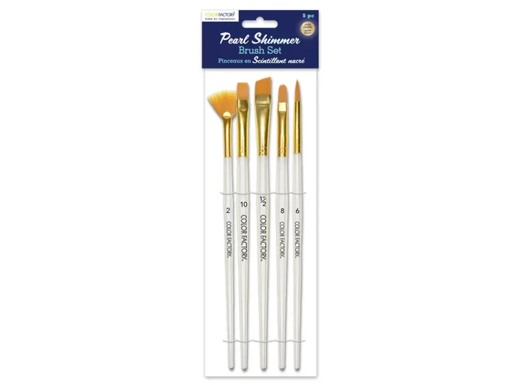 Best Set de 5 Pinceles Shimmer Nylon Dorado Pinceles Y Brochas