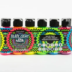Hot Set de 6 Pinturas Acrílicas Black Light Neon Americana 59ml Pinturas Acrílicas