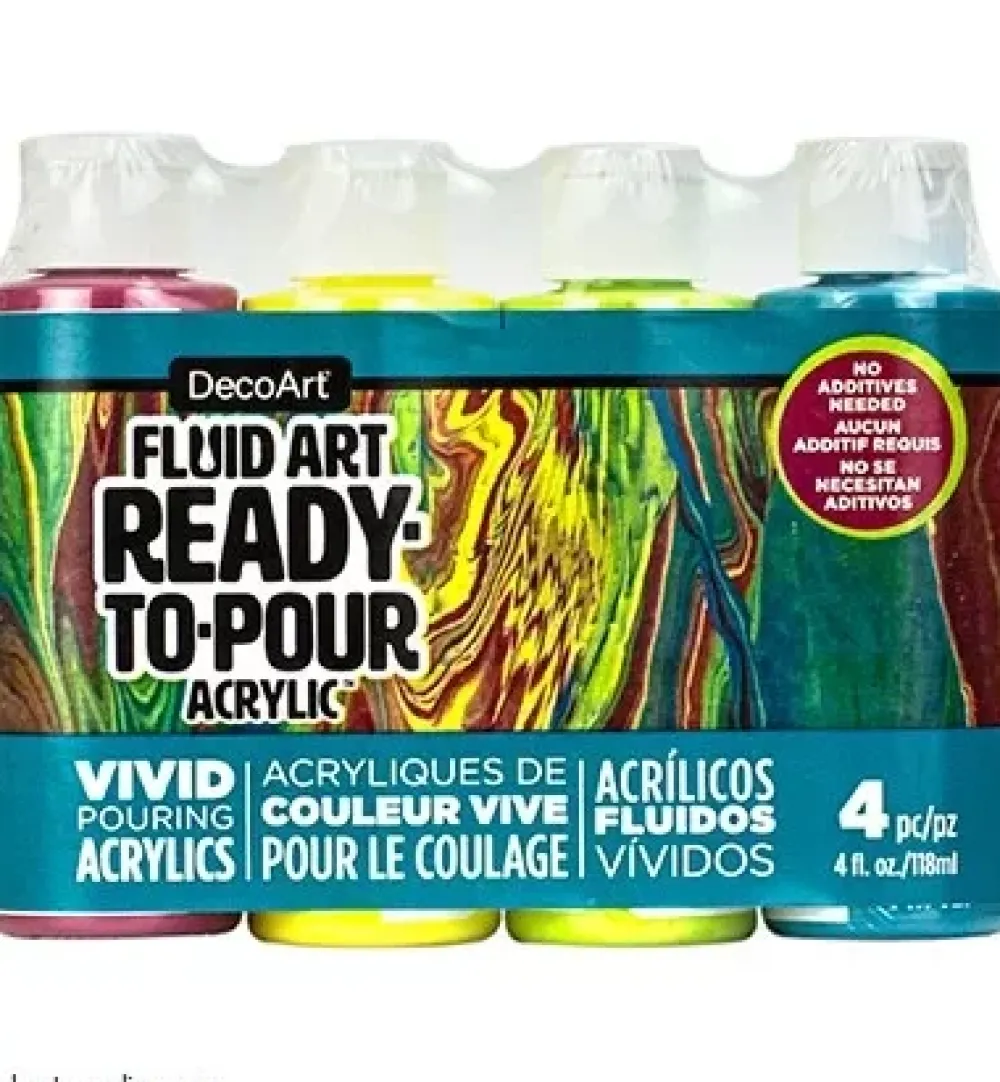 Best Set de 4 Pinturas Fluid Art Tropical Pinturas Acrílicas