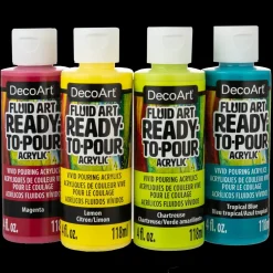 Best Set de 4 Pinturas Fluid Art Tropical Pinturas Acrílicas