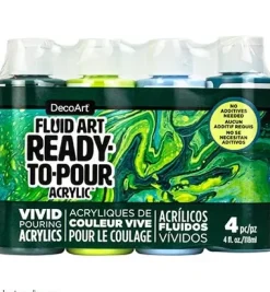 Clearance Set de 4 Pinturas Fluid Art Jungla Pinturas Acrílicas