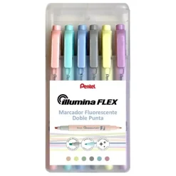 Outlet Set de 6 rotuladores fluorescentes doble punta pastel Illumina Flex Rotuladores