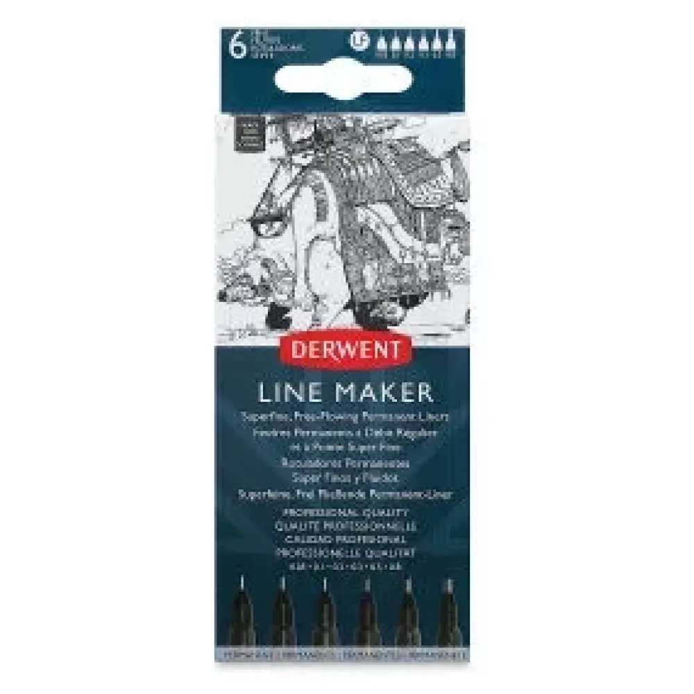 Hot Set de 6 Rotuladores Line Maker Negro Rotuladores