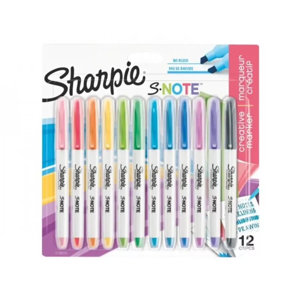 Discount Set de 12 Rotuladores Pastel S-Note Punta 2 en 1 Rotuladores|Pinturas Para Tela Y Seda