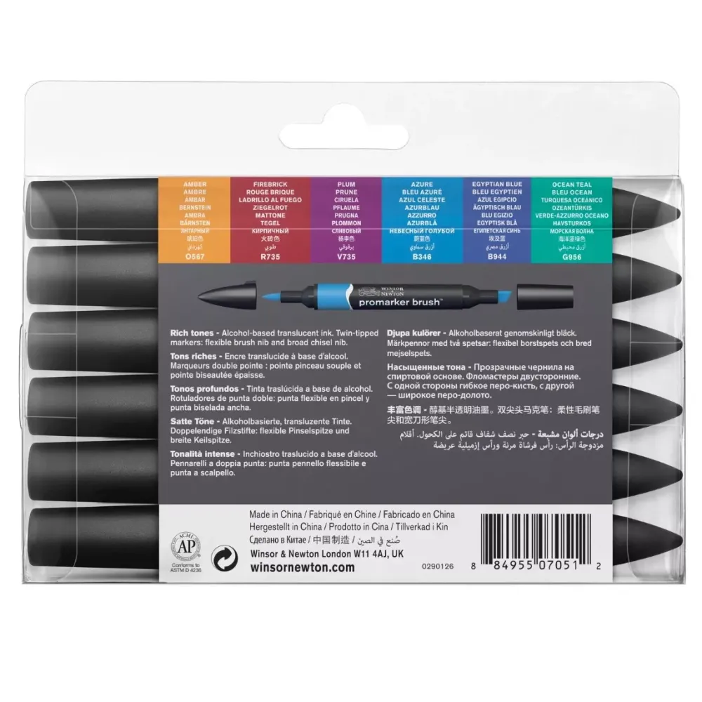 Discount Set de 6 Rotuladores Promarker Brush Tonos Profundos Rotuladores