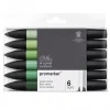 New Set de 6 Rotuladores Promarker Tonos Verdes Winsor & Newton Rotuladores