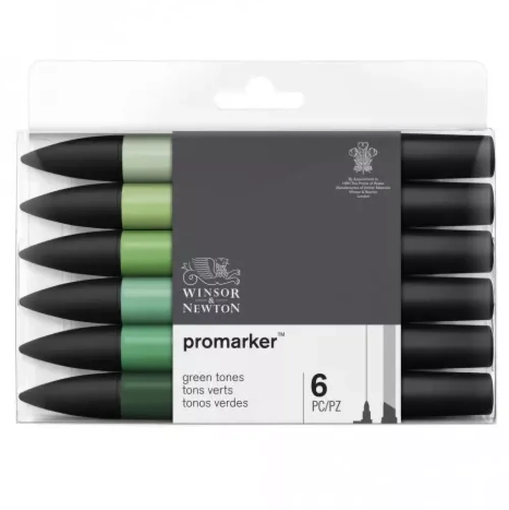 New Set de 6 Rotuladores Promarker Tonos Verdes Winsor & Newton Rotuladores