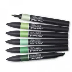 New Set de 6 Rotuladores Promarker Tonos Verdes Winsor & Newton Rotuladores
