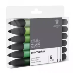 New Set de 6 Rotuladores Promarker Tonos Verdes Winsor & Newton Rotuladores