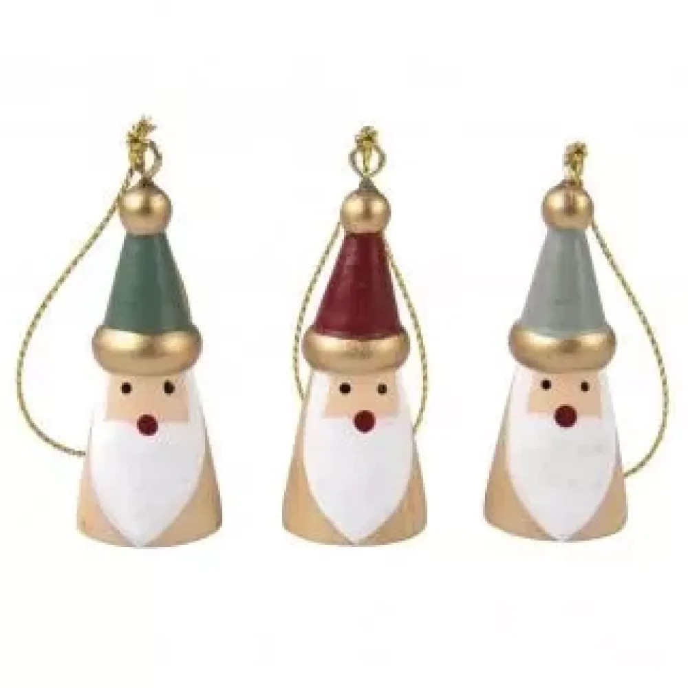 Set de 3 Santas de Madera para Colgar Navidad|Maderas