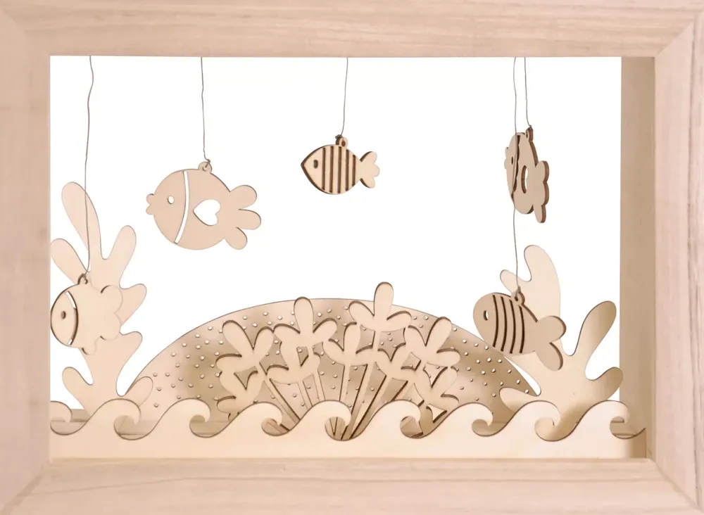 Hot Set de 10 Siluetas de Madera Peces Maderas