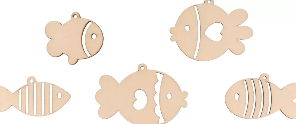 Hot Set de 10 Siluetas de Madera Peces Maderas