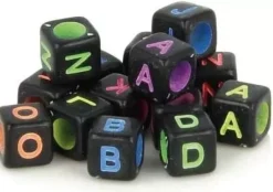 Clearance Set de Abalorios Alfabeto Negro y Colores 6mm Bisutería
