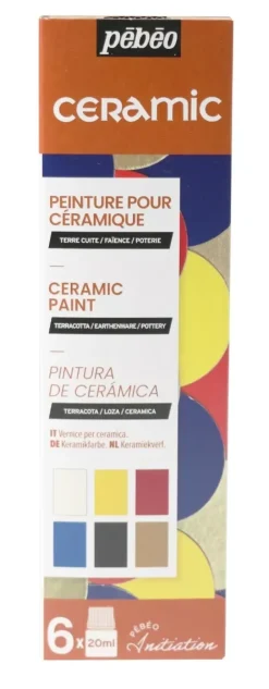 Outlet Set de Iniciación Ceramic 6 Pinturas para Cerámica y Vidrio 20ml Pinturas De Vidrio Y Cerámica