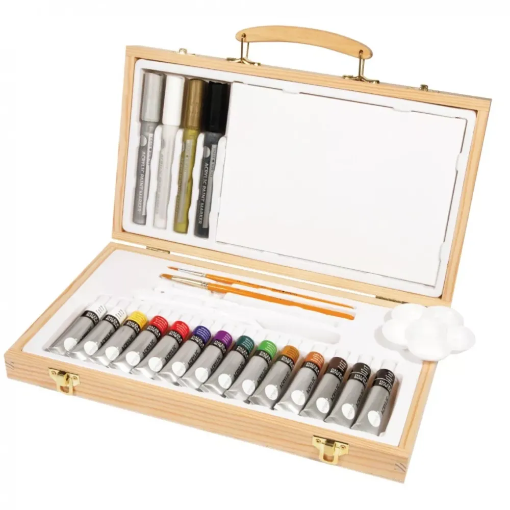 Sale Set Maletín de Madera y 26 Acrílicos Simply Daler Rowney Rotuladores