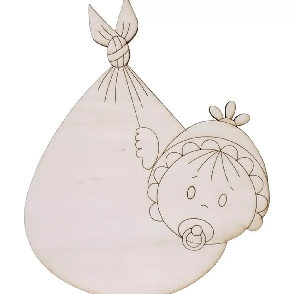 Online Silueta de Madera Bebé en Pañuelo 15x18cm Maderas