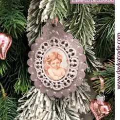 Hot Silueta de madera Bola de Navidad con Camafeo Dayka Navidad