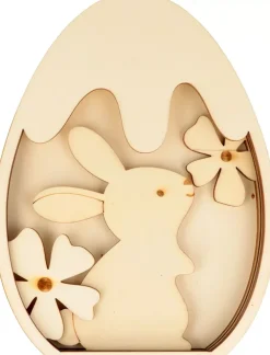 Clearance Silueta de Madera Huevo con Conejo y Flores Les Poulettes Maderas