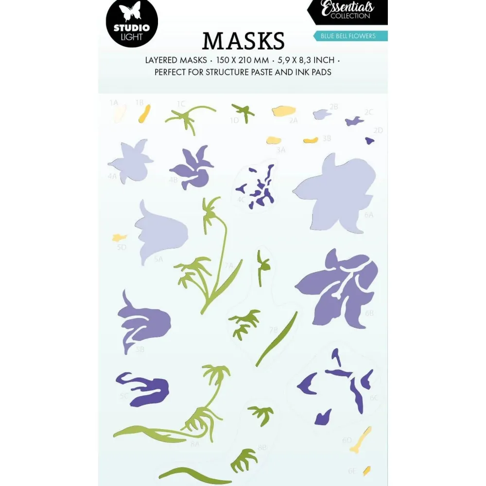 Outlet Stencil Blue Bell Flowers Essentials 15x21cm Plantillas