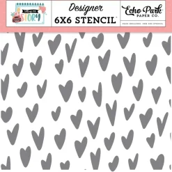 Stencil Happy Memories Hearts Telling Our Story Echo Park 15x15cm Plantillas