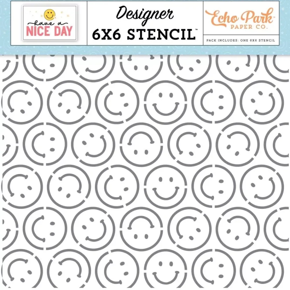 Stencil Smile More Have a Nice Day Echo Park 15x15cm Plantillas