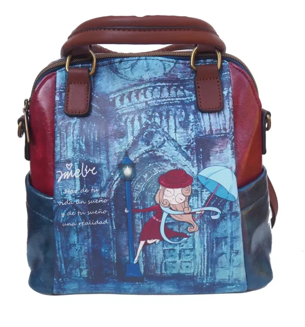 Outlet SUPER OFERTA **25%** Bolso mochila con compartimentos Amelie París Vintage Organización