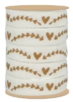 SUPER OFERTA **40%** Cinta Estampada Friso de Corazones On se Marie Telas, Sedas Y Fieltro