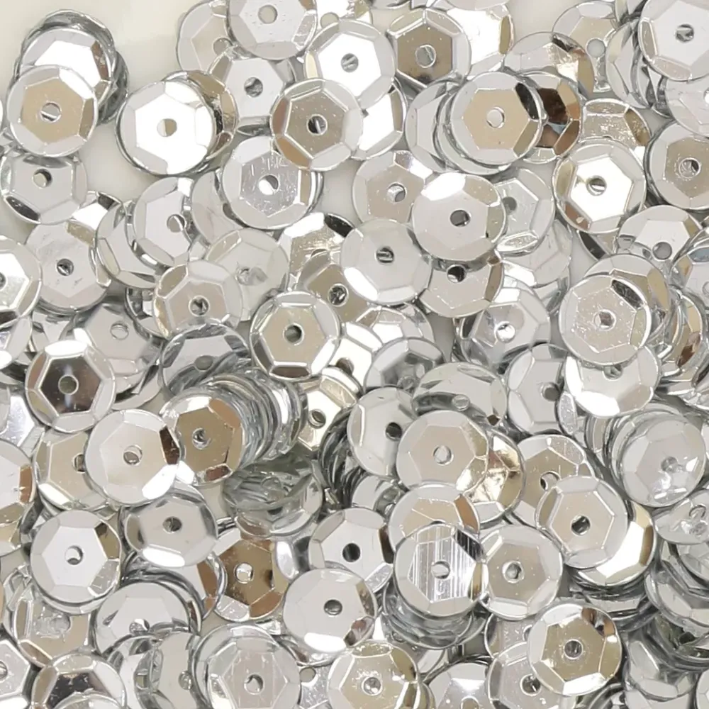 Clearance SUPER OFERTA **40%** Lentejuelas Plata 6mm Bisutería