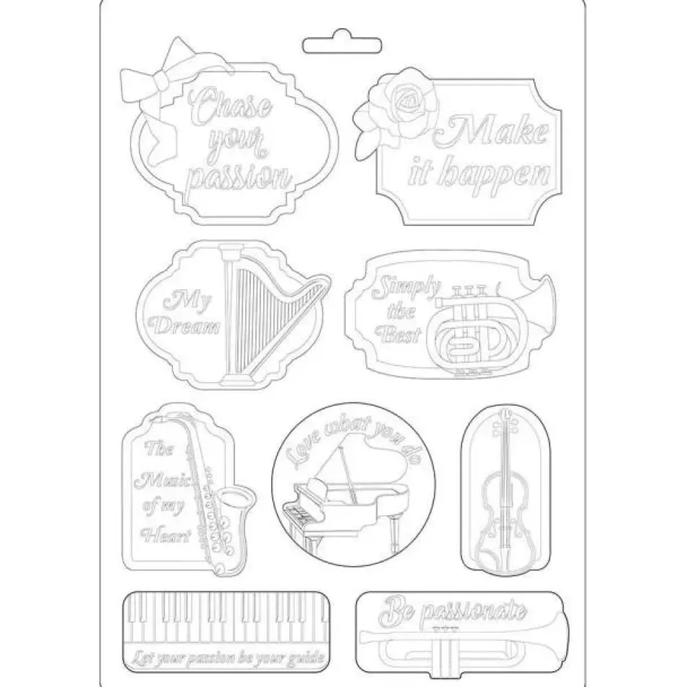 Discount SUPER OFERTA **30%** Molde Flexible Music and Tag Passion 21x29cm Herramientas Para Modelado|Pastas Moldeables