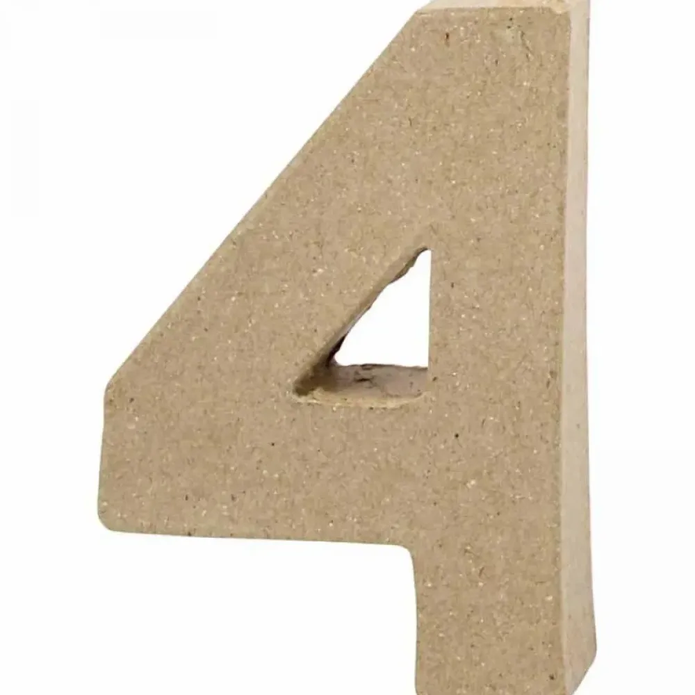 SUPER OFERTA **40%** Número 4 de papel maché 7x10cm Cartón Y Papel Maché