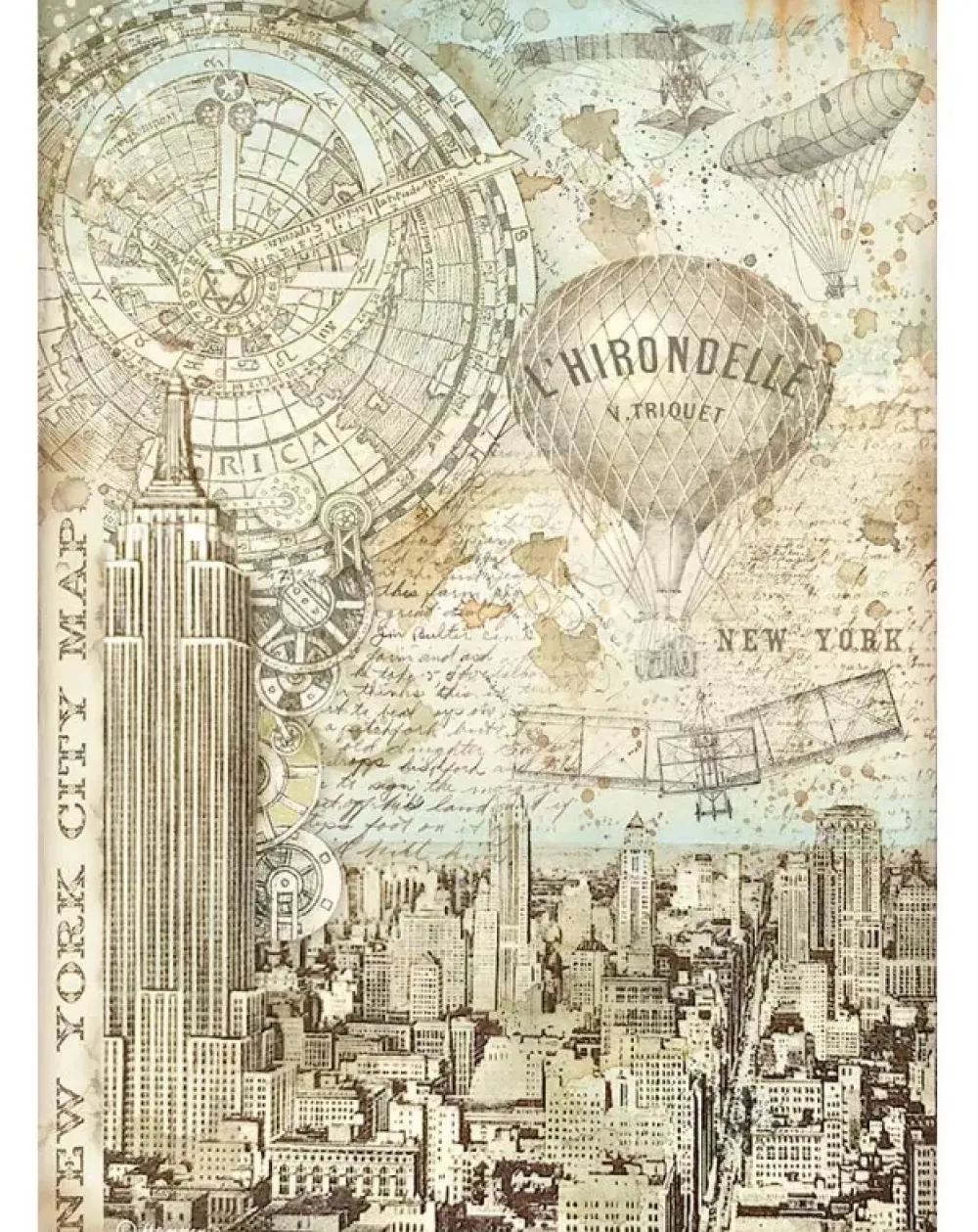 SUPER OFERTA **30%** Papel de Arroz Mapa Sir Vagabond Aviator 21x29cm Decoupage|Papeles