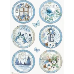 Online SUPER OFERTA **40%** Papel de arroz Círculos Blue Land 21x29cm Decoupage
