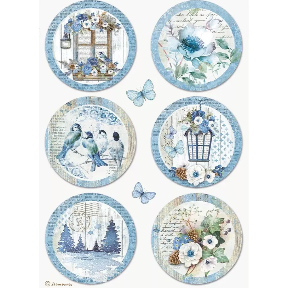 Online SUPER OFERTA **40%** Papel de arroz Círculos Blue Land 21x29cm Decoupage