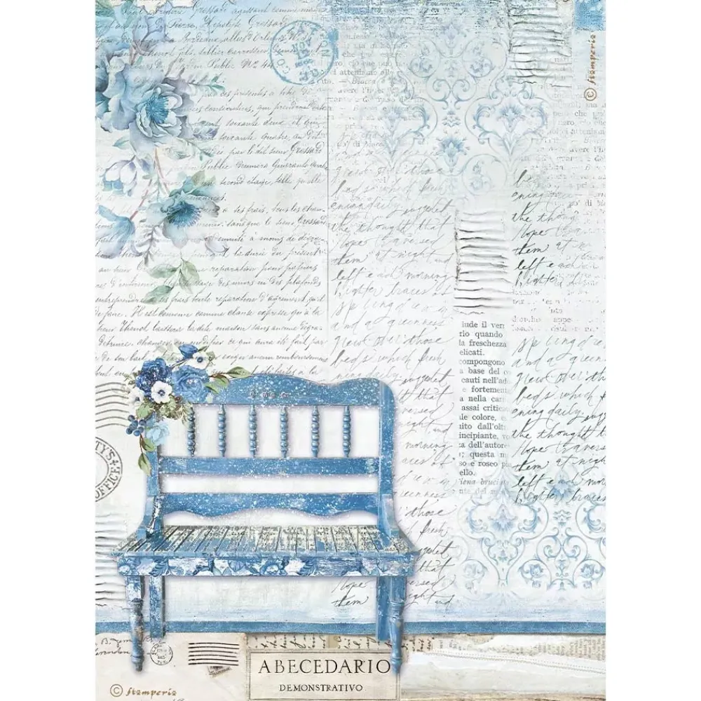 New SUPER OFERTA **40%** Papel de arroz Banco Blue Land 21x29cm Papeles|Decoupage