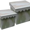 SUPER OFERTA **40%** Set 2 cajas de madera cuadradas con ondas Maderas|Organización