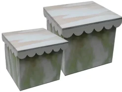 SUPER OFERTA **40%** Set 2 cajas de madera cuadradas con ondas Maderas|Organización