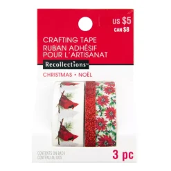 Sale SUPER OFERTA **40%** Set de 3 washi tapes Cardinal and Poinsettia Decoupage
