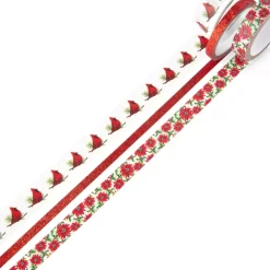 Sale SUPER OFERTA **40%** Set de 3 washi tapes Cardinal and Poinsettia Decoupage