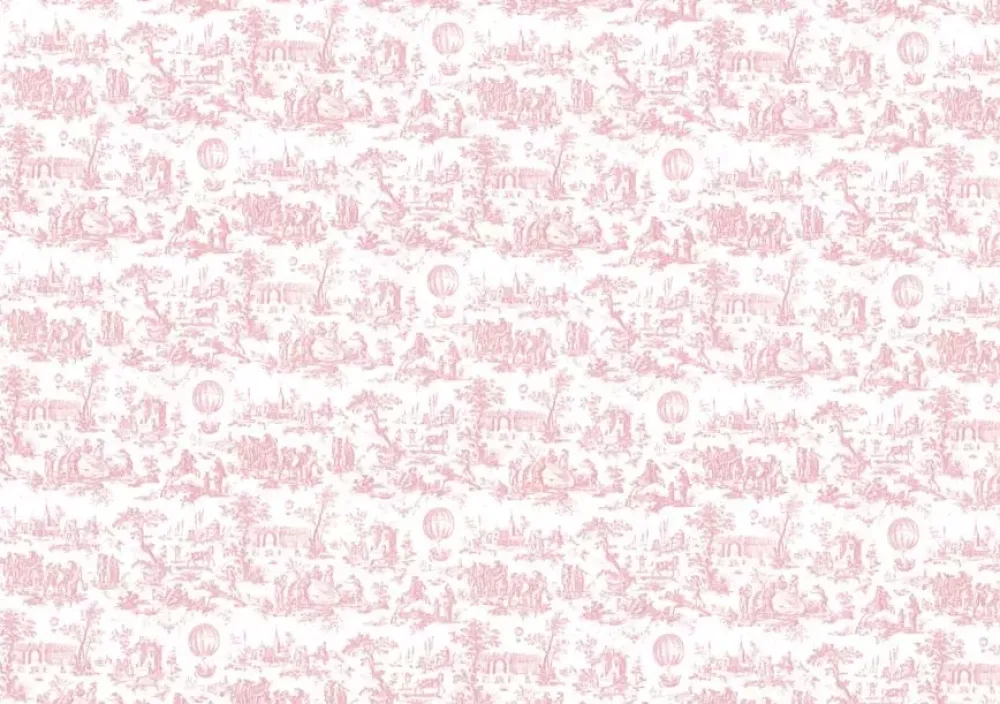 Clearance Tela de Encuadernar Toile de Jouy Rosa Bebé 70x50cm Telas, Sedas Y Fieltro