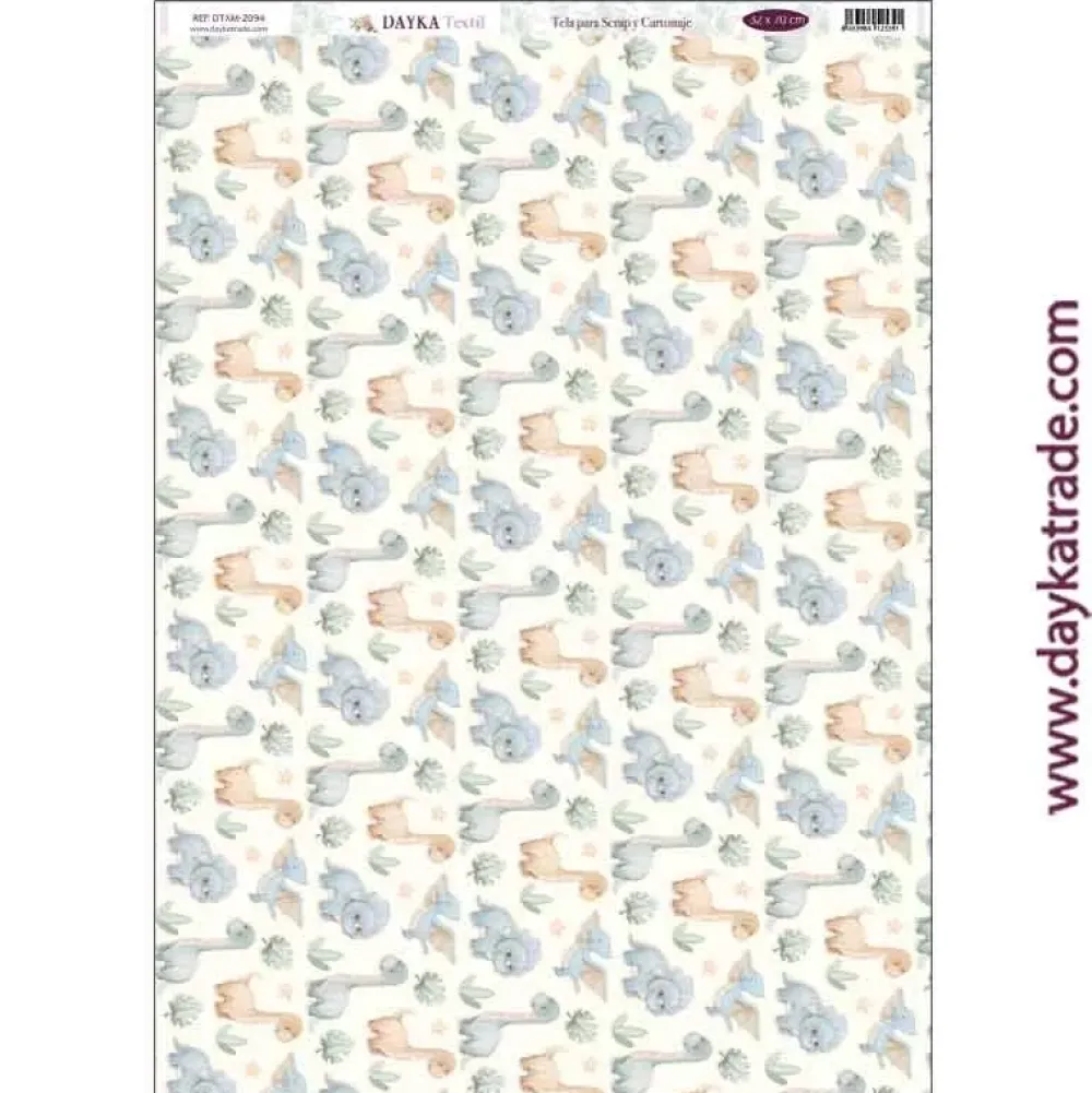 Discount Tela DTXM-2094 Patrón Dinosaurios Puro Amor Azules Dayka 30X70cm Telas, Sedas Y Fieltro