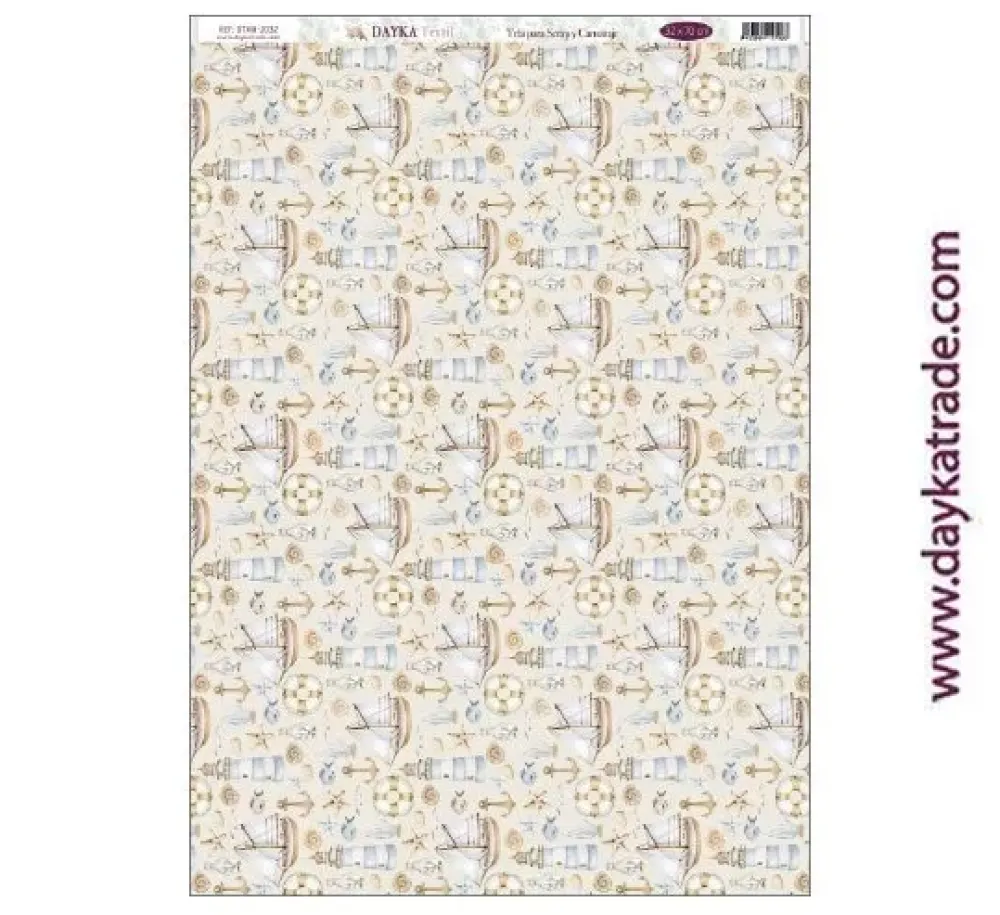 Hot Tela DTXM-2032 Patrón Fondo Barcos Bendiciones Dayka 33x70cm Telas, Sedas Y Fieltro