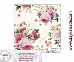 Best Tela para Decoración #16 Flores rosas con escritos 50x100cm. Dayka Telas, Sedas Y Fieltro