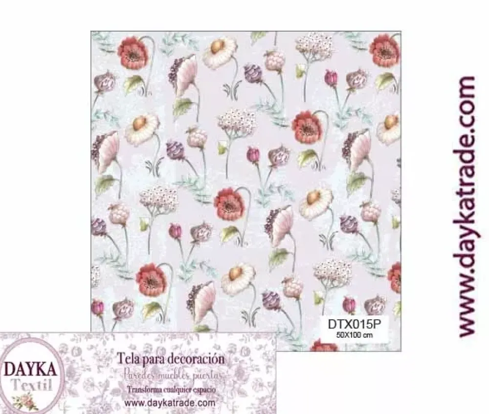 Best Tela para Decoración #15 Flores silvestres con fondo morado 50x100cm. Dayka Telas, Sedas Y Fieltro