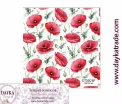 Outlet Tela para Decoración #21 Flores amapolas rojas 50x100cm. Dayka Telas, Sedas Y Fieltro