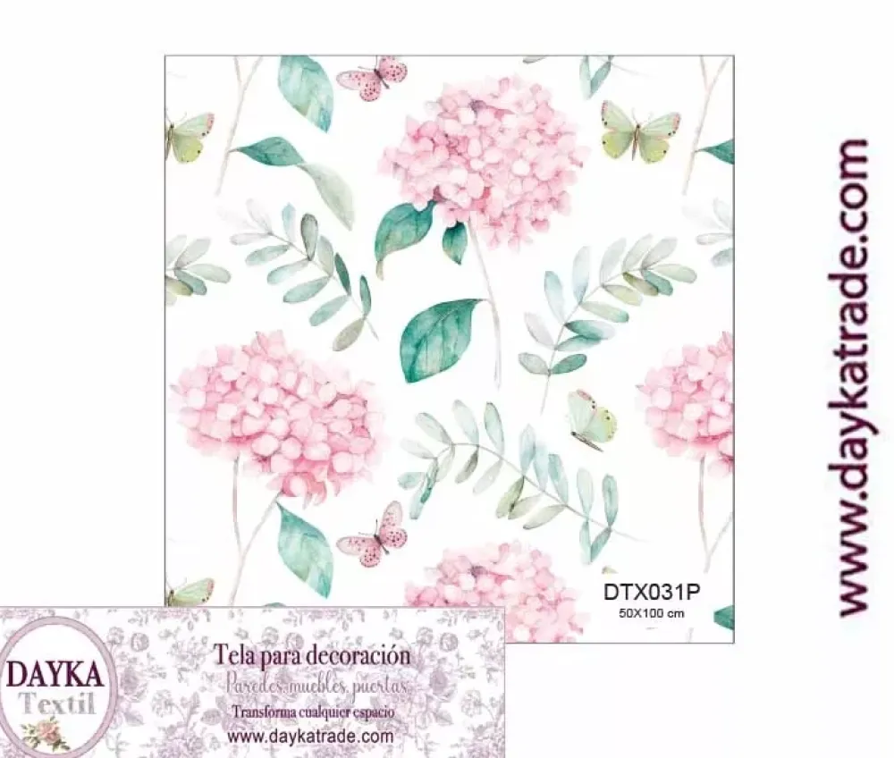Best Tela para Decoración #31 Hortensias 50x100cm. Dayka Telas, Sedas Y Fieltro