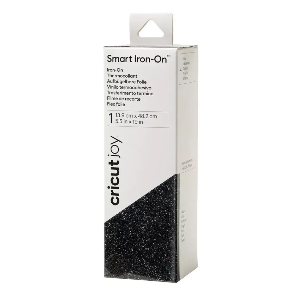 Hot Vinilo Smart Iron On Termotransferible Glitter Negro Joy 13x48cm Silhouette